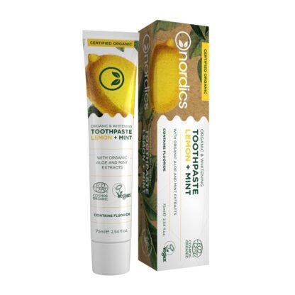Nordics, Orgaaniline valgendav hambapasta sidruni ja mündiga, 75ml