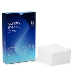 Laundry Sheets™, Plastikuvabad meretuule lõhnaga pesuribad (k.a. beebiriietele), 60tk