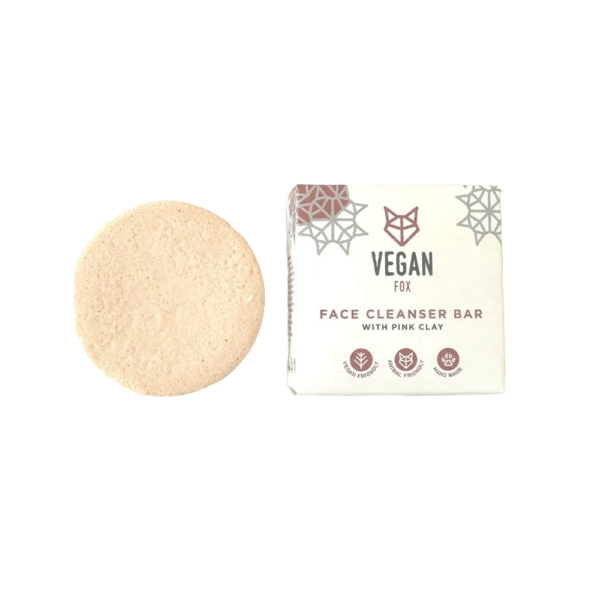 Vegan Fox, Tahke näopuhastaja roosa saviga, 50g