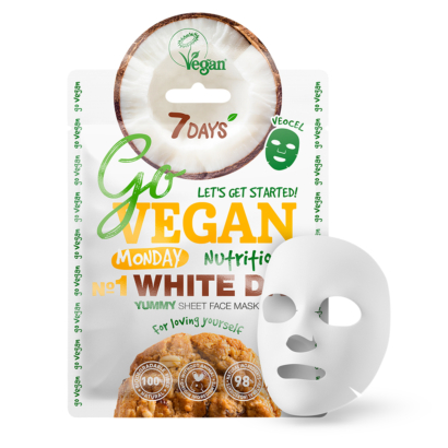 7Days, GoVEGAN näomask Yummy Monday WHITE DAY, 25g