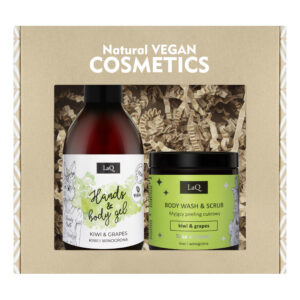 LaQ, Kinkekomplekt Kiwi & Grapes OLEMISE KERGUS dušigeel 300ml & suhkrukoorija 220g