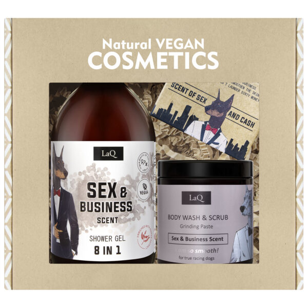 LaQ, Kinkekomplekt SEX & BUSINESS ELU dušigeel 500ml+suhkrukoorija 220g+seep 85g