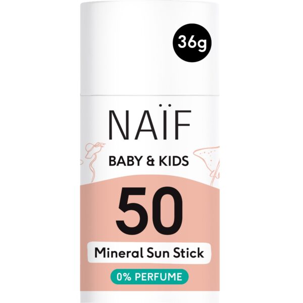 Naïf, Mineraalne päikesekaitsepulk beebidele ja lastele SPF50 (lõhnaainevaba), 36g