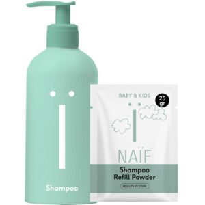 Naïf, Beebide ja laste veevaba šampooni komplekt (pumbaga pudel 275ml + šampooni täitepulber 25g)