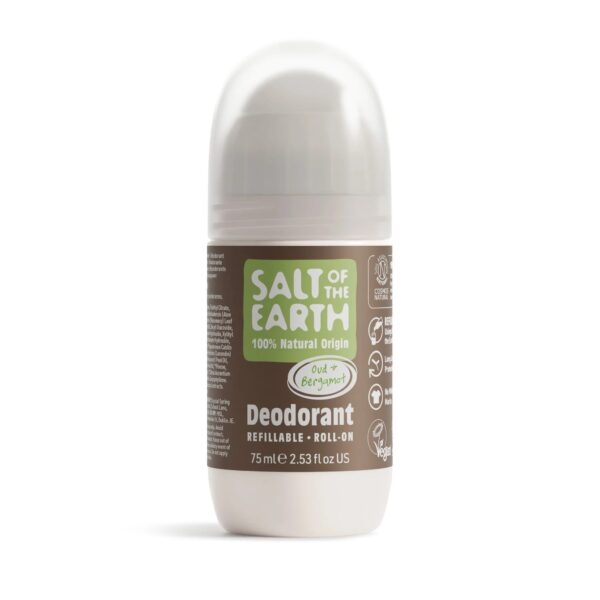 Salt of the Earth,  Looduslik ja taastäidetav rulldeodorant Oud & Bergamot, 75ml