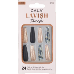 Cala, Lavish Touch Marble Black Glitter kunstküüned 24tk