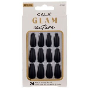 Cala, Glam Couture Coffin Matte Black kunstküüned 24tk